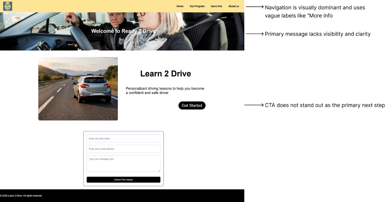 Annotated screenshot from the previous Ready2Drive experience.