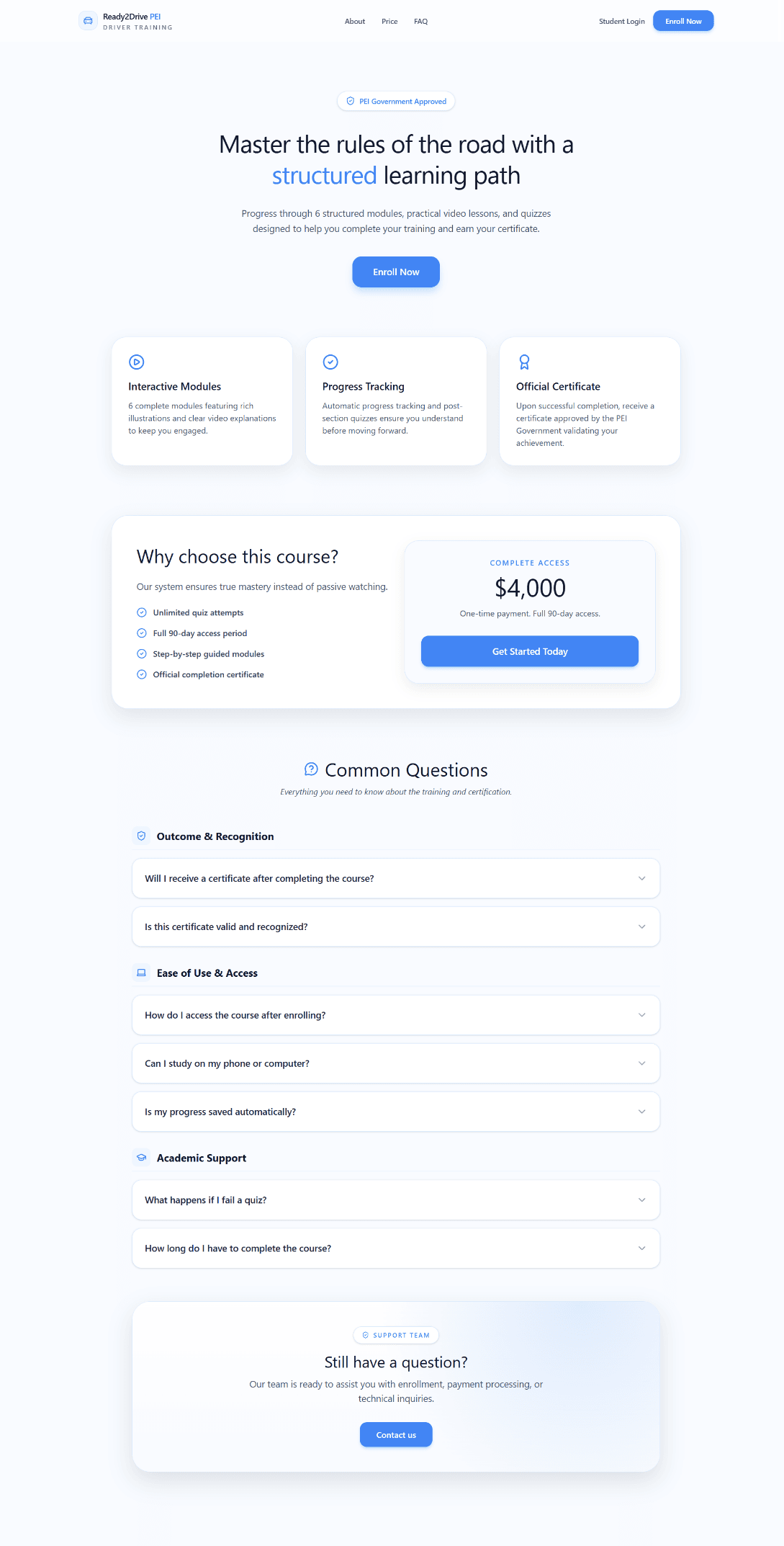 Final dedicated online course page screenshot.